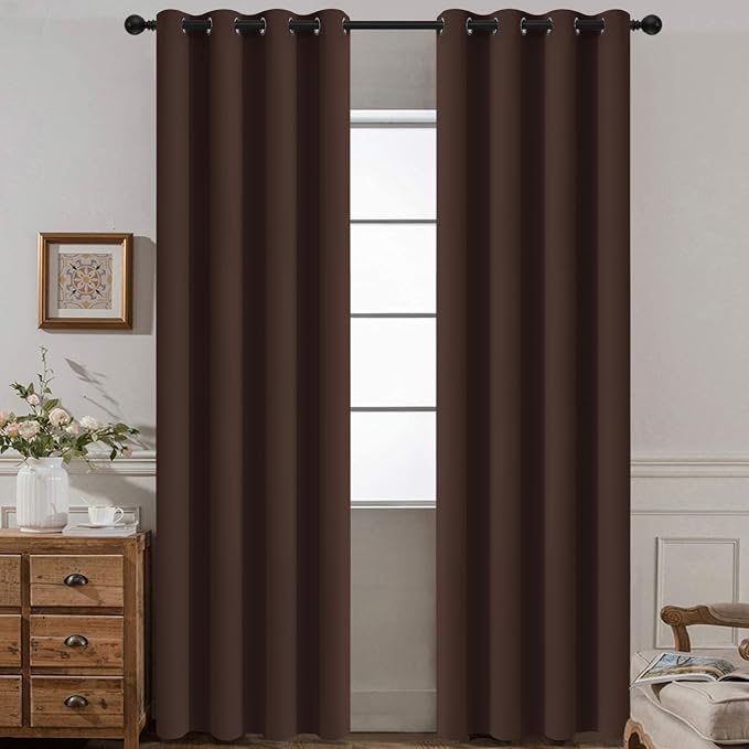 Yakamok Room Darkening Curtains 52x96 inch Long Chocolate Brown-Bedroom | 2 by Yakamok