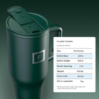 IRON °FLASK Co-Pilot Insulated Mug w/Straw & Flip Cap Lids - Cup Holder Bottle for Hot, Cold Drink - Leak-Proof - Water, Coffee Portable Travel Mug - Dark Pine, 32 Oz