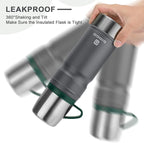 Vacuum Insulated Water Bottle Thermo Water Flask with Cup 680ml/23oz Stainless Steel Thermal Water Bottles Thermo for Hot and Cold Drinks Coffee Water(Dark Grey,Set)