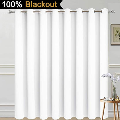 Yakamok Pure White Blackout Patio Door Curtain Panels W100 x L96, 1 Panel | - Image 2