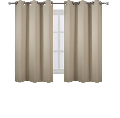 Beige Blackout Curtains 42 x 54 Inch Length Set of 2 Panels Grommet Bedroom - Image 2