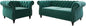 2 Piece Living Room Set, Velvet Chesterfield Sofa Loveseat Couch Chair by ORRD