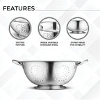 Avador Set of 3 Stainless Steel Colanders, Comes in 1.5 Quart 3qt Quart and 5 Quart for all your Cooking | Baking | Prepping Needs
