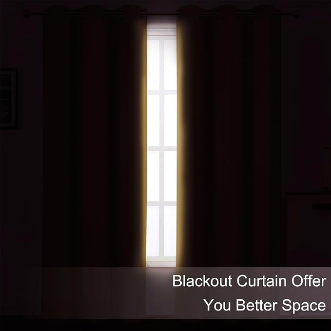 Blackout Curtains 66 x 54 Inch Long Mustard Yellow Curtains Set of 2 Panels - Image 3