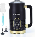 Milk Frother, 4-in-1 Electric Foam Maker with Touchscreen & Temp Display, Hot & Cold Milk Steamer with Non-Stick Coating, Silent Operation for Coffee, Latte, Cappuccino, Matcha, Hot Chocolate