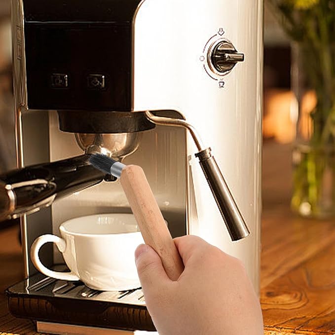 Artibetter Coffee Machine Cleaning Brush - Multi-Functional Wood and Bristle Brush for Thorough Espresso Grinder Maintenance