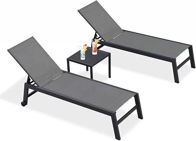 PURPLE LEAF Patio Chaise Lounge Set 4 Pieces Aluminum Outdoor Lounge Chairs - Image 9