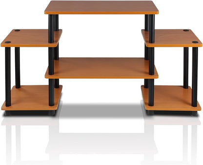 Furinno No Tools Tube Entertainment Center, Light Cherry/Black, Square Corner - Image 4