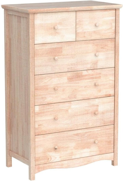 VINGLI Unfinished 6 Drawer Dresser, Natural Solid Wood Dresser Color DIY - Image 5