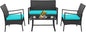 Tangkula 4 Pieces Rattan Conversation Set, Patio Sofa Couch Set by TANGKULA