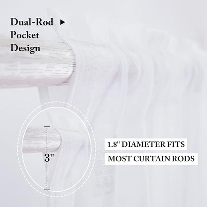 MIULEE White Sheer Kitchen Curtains 36 Inch Length Linen Textured Half Window - Image 2