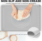 Silicone Baking Mat 32" x 24", Extra Thick Dough Rolling Mat with Measurements and Edge Heightening, Non-stick Food Grade Silicone Pastry Mat for for Pastry, Bread, Cookies, Pizza, Fondant, Pasta