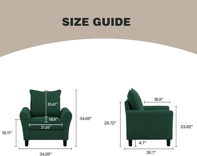 Mid-Century Accent Chair, Modern Linen Fabric Armchair - Image 2