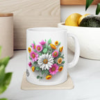 11 OZ Novelty Coffee Mugs - Christmas Gift (3-D Flower Ceramic Mug)