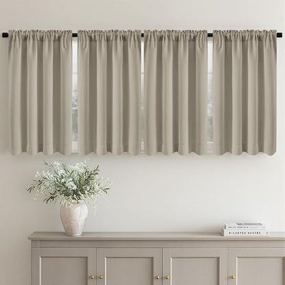 MIULEE Set of 4 Cobblestone 45 Inch Short Blackout Kitchen Window Curtains | by MIULEE