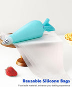 176PCS Piping Bags and Tips Set, Includes 150pcs 12 Inch Anti Burst Piping Bags, 1 Reusable Pastry Bags, 12 Piping Tips, 8 Icing Bags Ties, 3 Cake Scrapers and 2 Couplers