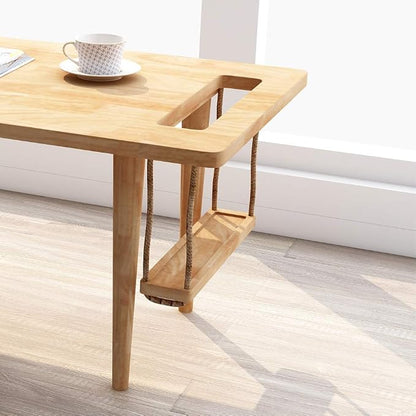WoodShine Mid Century Modern Mini-Swing Wooden Coffee/Tea Table, Japanese - Image 7