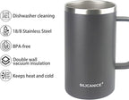 24 oz Stainless Steel Vacuum Insulated Tumbler with handle & MacSlider Lid, Dishwasher Safe & Spill Proof Coffee Cup, Travel Mug for Hot/Cold Drinks, Durable Design (Gray 2.4, 24 Oz)
