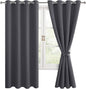 Blackout Curtains for Bedroom, 52 x 63 Inches Length, Dark Grey | Thermal by Hiasan