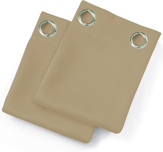 Blackout Curtains 40 x 63 inch/Beige Curtains Set of 2 Panels/Thermal Insulated - Image 9