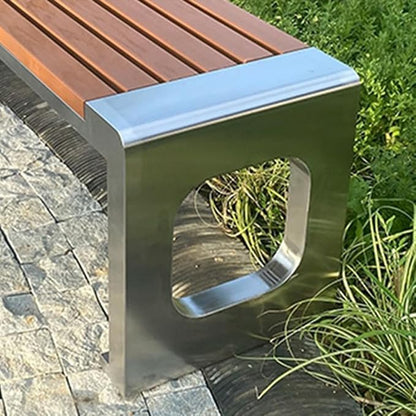 LITFAD Outdoor Indoor Bench Stainless Steel Metal Park Bench - Image 3