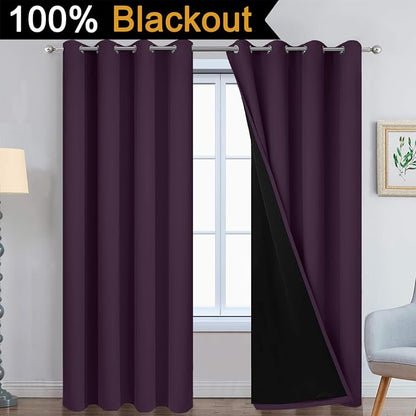 Yakamok Purple 100% Blackout Curtains 84 Inches Long - Image 2