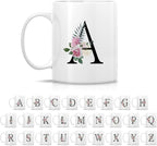 Retreez Initial A-Z Floral Botanical Bouquet Alphabet Monogrammed Monogram Mug 11 Oz Ceramic Tea Coffee Mugs - Appreciation Thank You Wedding Birthday Gifts for her friend coworker sister - A Initial