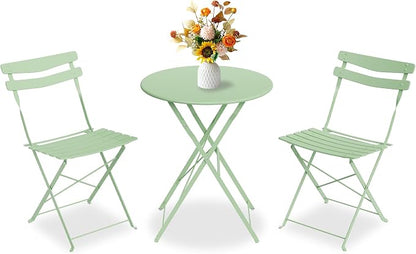 GarveeLife 3 Piece Patio Bistro Set, Folding Patio Bistro Table and Chairs Set by GarveeLife