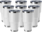 HASLE OUTFITTERS 30oz Stainless Steel Tumbler, Double Wall Vacuum Insulated Travel Mug Tumbler, Durable Insulated Coffee Mug, Gift Box Set (White, 8)