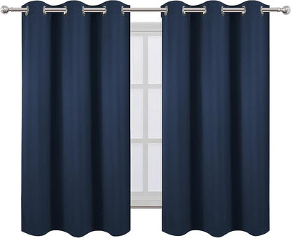 Navy Blue Blackout Curtains 34 x 54 Inch Length/Set of 2 Curtain Panels/Thermal - Image 2