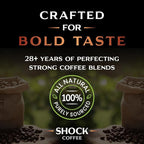 Shock Coffee Whole Bean, The Strongest Caffeinated All-Natural Coffee, Up to 50% more Caffeine. 3 LB