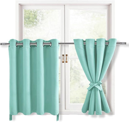 RV Short Blackout Curtains for Bedroom, 2 Panels, Aqua 52 x 36 Inch | Thermal by Hiasan