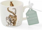 Royal Worcester Wrendale Designs 14 oz Mug, Feline Fine with Cat Illustrations - Floral Animal Mug for Cottagecore Kitchens - Microwave, Dishwasher, Freezer Safe Fine Bone China Drinkware
