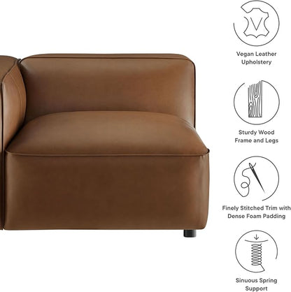 Modway Auren Vegan Leather Left Modular Armchair in Coffee - Image 4
