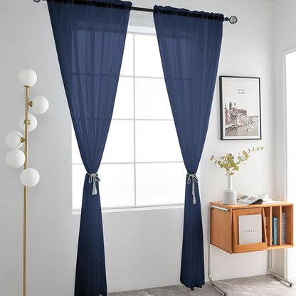 SpaceDresser Sheer Voile Window Treatment Rod Pocket Curtain Panels - Image 2