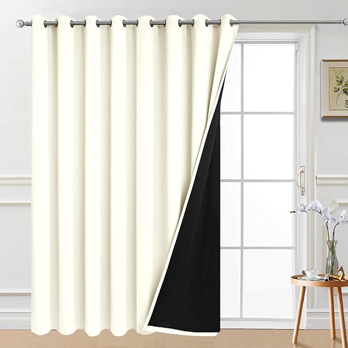 Yakamok Cream 100% Blackout Patio Door Curtain Panels W100 x L96, 1 Panel | by Yakamok