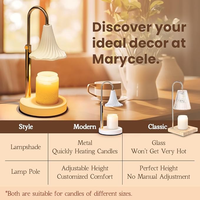 Candle Warmer Lamp with Timer, Candle Wax Warmer Flower Lamp Dimmable, Birthday Day Gifts for Mom Women, Home Fragrance Accessories for Dorm Room Decor