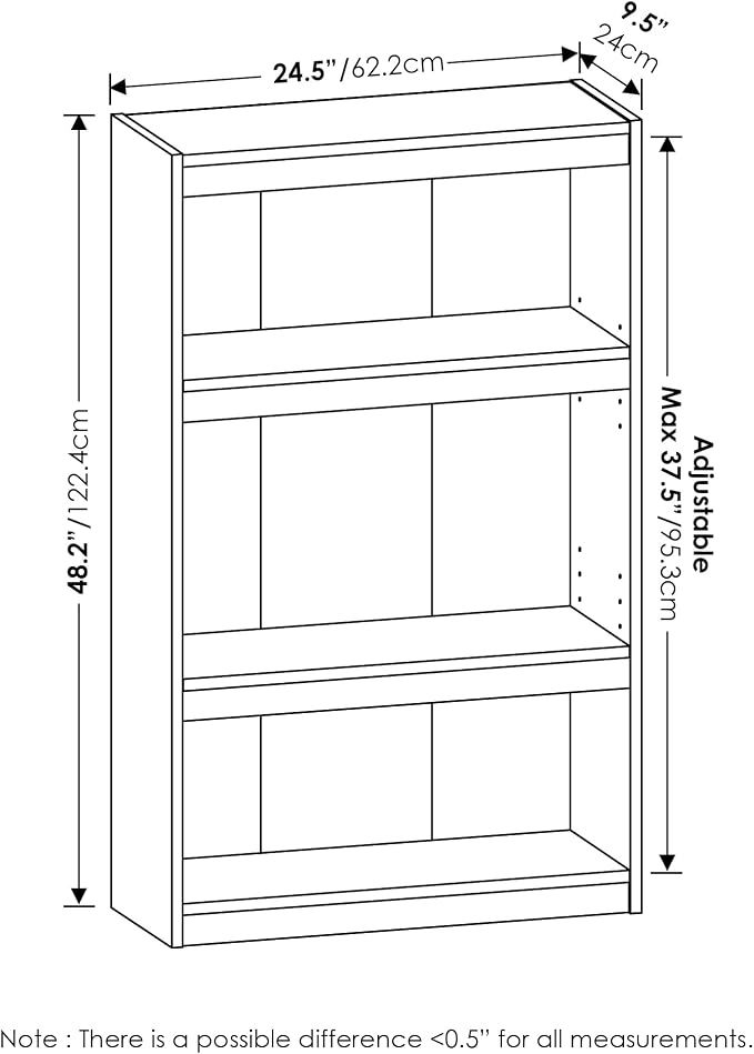 Furinno Jaya Enhanced Home Bookcase 3-Tier Adjustable Bookshelf - Image 3