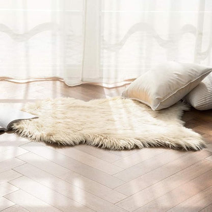MIULEE Fluffy Area Rug 2x3 ft Faux Fur Sheepskin Rug Light Yellow | Luxury - Image 8