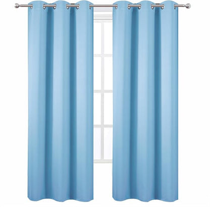 Sky Blue Blackout Curtains 34 x 84 Inch Length/Set of 2 Curtain Panels/Thermal - Image 2