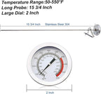 Efeng 15“ turkey fryer thermometer with pot clip (2 Pack), 2" dial candy thermometer with stainless steel clip,oil thermometerr for frying,turkey thermometor deep fryer for cooking tall pots,beef,meat
