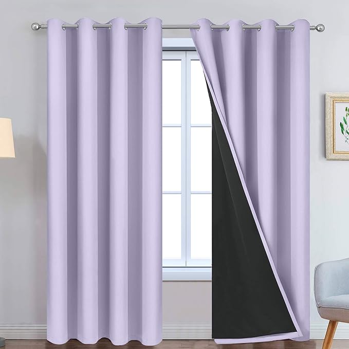 Yakamok Lilac 100% Blackout Curtains 96 Inches Long by Yakamok