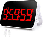 Digital Kitchen Timer, Rechargeable Magnetic Timer with Countdown/up, 5”LED Large Display 3 Brightness 4 Volume Adjustable for Cooking and for Seniors and Kids to Use-Red