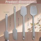 Silicone Spatula, 4-Pack Silicone Set,Heat Resistant for Non Stick,Food Grade Cookware with Stainless Steel for Mixing,Cooking,Baking,Flipping,Spreading,Lifting,Serving,BPA Free,Dishwasher Safe(Gray)