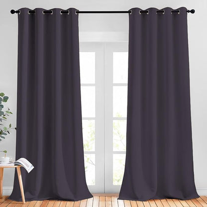 NICETOWN Greyish Purple Blackout Curtains 90 inches Long, Grommet Thermal by NICETOWN