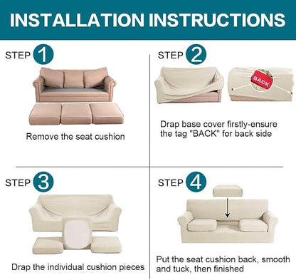 Turquoize 4 Piece Sofa Covers for 3 Cushion Couch Sofa Slipcover Soft Couch - Image 7