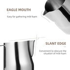 MHW-3BOMBER Milk Frothing Pitcher 450ml/15.2oz Milk Frother Cup Espresso Steaming Pitcher Stainless Steel Milk Frother Cup Barista Latte Art Round Spout Milk Jug P6001S-OS