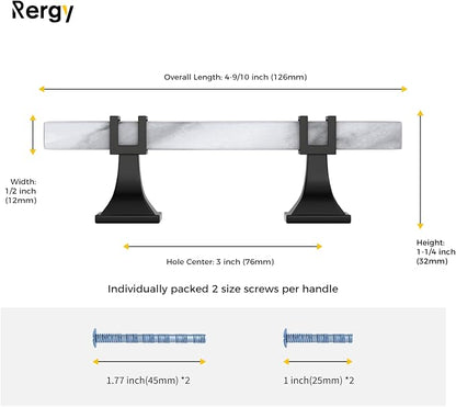 Rergy Cabinet Handles Marble Drawer Pulls and Knobs, T-Bar Hardware - Image 2