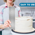 Nuenen 12 Inches Stainless Steel Cake Scraper with Scale Cake Edge Smoother Decorating Comb Baking Scraper Tool for Baking Measuring Buttercream Home Kitchen Accessory