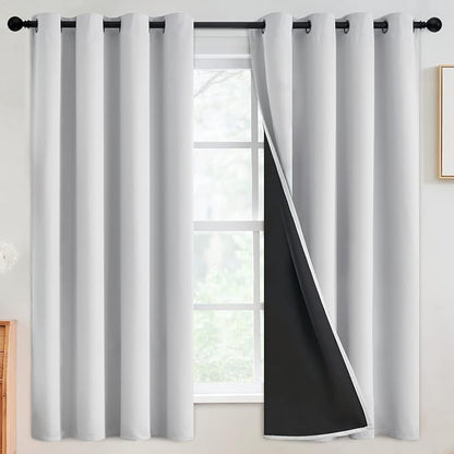 SimpleHome White 100% Blackout Curtains Room Darkening Living Room 63 Inch | by SimpleHome